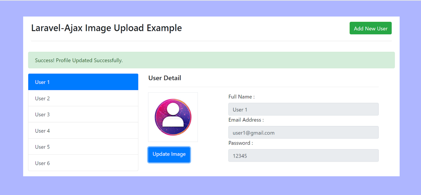 How to update image with AJAX in Laravel